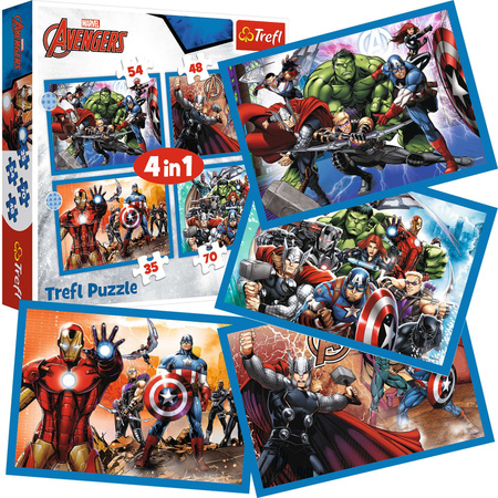 Trefl Puzzle 4w1 Marvel Odważni Avengersi