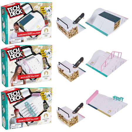 Tech Deck zestaw fingerboards Rampy Aurelien's Ramp, Shane's Ramp, Sky's Ramp + kolorowe deskorolki kolekcjonerske