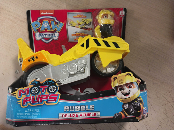 OUTLET Psi Patrol 2w1 Rubble Deluxe Moto Pups Motopieski Żółty Motocykl Motor Pojazd + figurka PRODUKT PO ZWROCIE