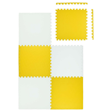 Mata piankowa podłogowa Humbi 180x60 Duże puzzle piankowe wodoodporne bezpieczne 6 szt. żółty, biały