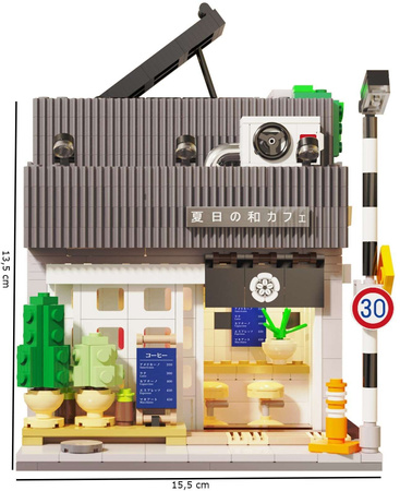 Klocki konstrukcyjne CaDA zestaw biała Mazda RX-7 manga Initial-D i Kawiarnia Summer Breeze Coffee Shop LED 2662 el