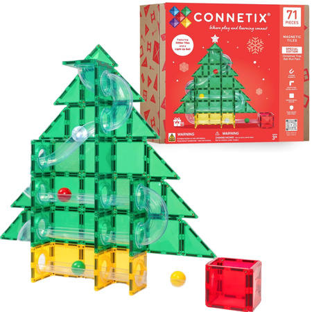 CONNETIX Zestaw Świąteczny Christmas Tree Special Edition Ball Run Pack Kreatywne klocki magnetyczne 71 elementów