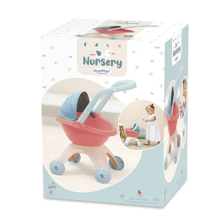 Nursery Głęboki Wózek dla Lalek z Plastikowym Daszkiem 45 cm