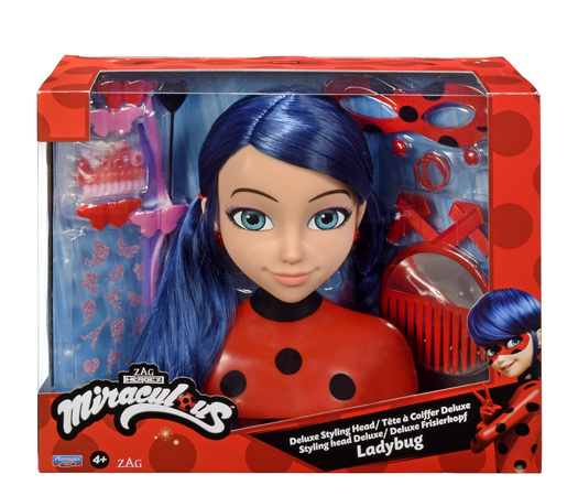 Lalka Głowa do czesania i stylizacji włosów Biedronka Ladybug Miraculous Marinette Deluxe+akcesoria