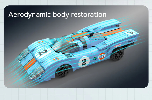 Klocki konstrukcyjne CaDA Samochód zdalnie sterowany Auto Sportowe 21,7 cm 1:20 Azure Storm 266 elementów RC Dual Mode C51076W