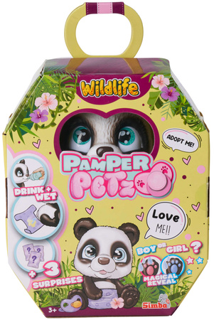 Pamper Petz Panda Interaktywna figurka pije sika + akcesoria Pieluszkowy Gang