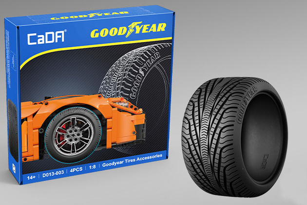 CaDA Zestaw licencjonowanych opon Goodyear 1:8 do pojazdów RC i modeli statycznych 4 elementy D013-003