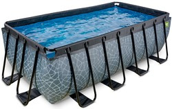 Basen ogrodowy 400x200x122 cm z filtrem piaskowym i drabinką szary