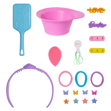 Zestaw Lalka Głowa do stylizacji czesania włosów Barbie Fryzjer + akcesoria 20 elementów
