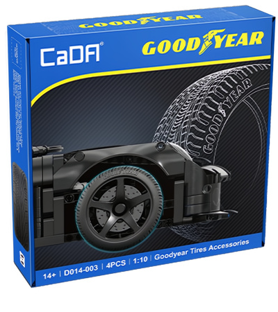 CaDA Zestaw licencjonowanych opon Goodyear 1:10 do pojazdów RC i modeli statycznych 4 elementy D014-003