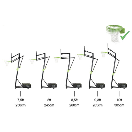 Kosz do gry Koszykówka Regulowany zestaw do wsadów stojący przenośny na kółkach Galaxy 116x77 cm