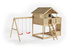 Plac zabaw drewniany ogrodowy Galaxy Sunshine KDI domek, 2x huśtawka, piaskownica, skrzynia piknikowa, ścianka wspinaczkowa, drabinka