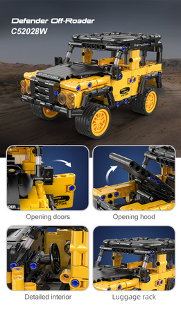Klocki konstrukcyjne CaDA Pojazd terenowy Defender Auto Off-Roader Samochód terenówka z napędem pull back 389 elementów