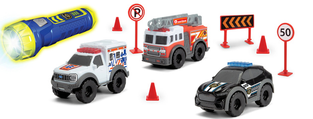 Zestaw Mini pojazdów ratunkowych Akcesoria + latarka Micro Sos Playset