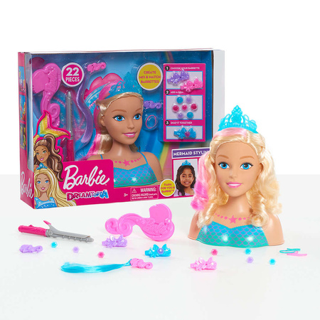 Lalka Głowa do czesania i stylizacji Syrenka Fryzjer Barbie Dreamtopia z akcesoriami + Dyson Zestaw do stylizacji włosów Suszarka Supersonic - 5 el.