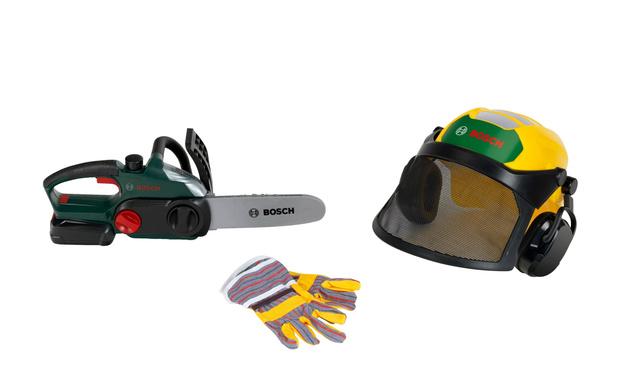 Klein Bosch zabawkowy zestaw drwala z kaskiem piłą i rękawicami