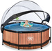 Basen ogrodowy okrągły 244x76 cm z pompą filtrującą i zadaszeniem brązowy