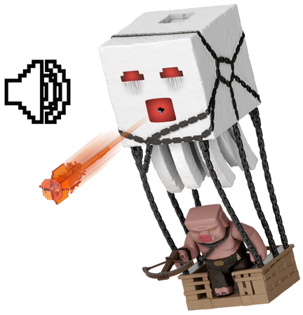 Minecraft Film Zestaw Atakujący Ghast z pociskiem i Piglin Wojownik
