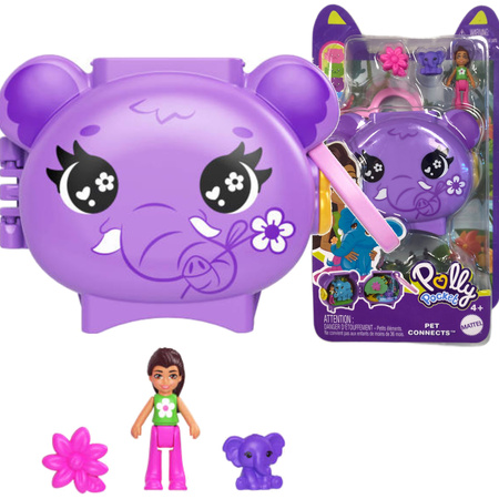 Polly Pocket Zestaw Kompaktowy Pet Connects Słonik figurki i akcesoria