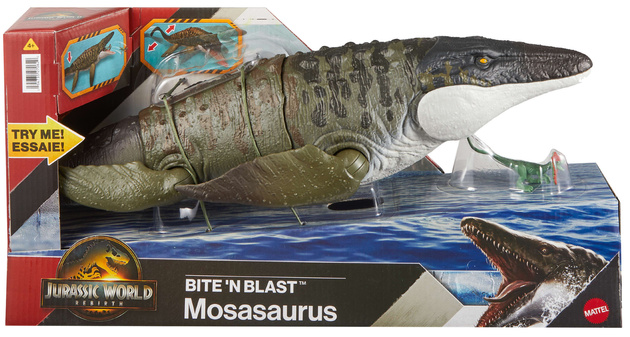 Figurka Dinozaur Jurassic World Rebirth Mosasaurus Bite'n'blast 65 cm