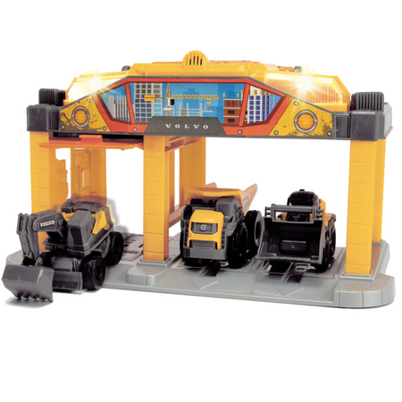 Dickie Mini Garaż na 3 pojazdy budowlane z wbudowanym dyktafonem światło dźwięk