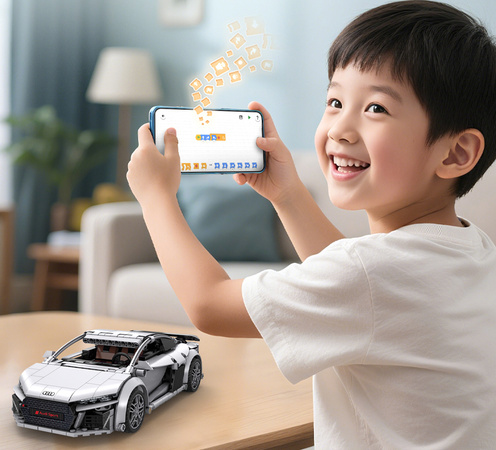 Klocki konstrukcyjne CaDA wyścigówka Samochód wyścigowy zdalnie sterowany Audi R8 Coupe Auto sportowe 536 elementów RC