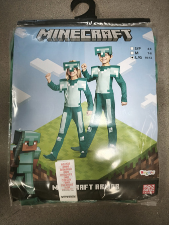 OUTLET Minecraft kostium strój karnawałowy Diamentowa Zbroja 137-149 cm 10-12 lat NIEKOMPLETNY