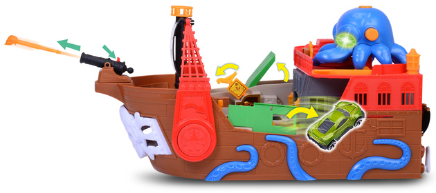 Dickie Statek piracki łódź zabawkowa z torem wyścigowym i efektami świetlnymi /dźwiękowymi