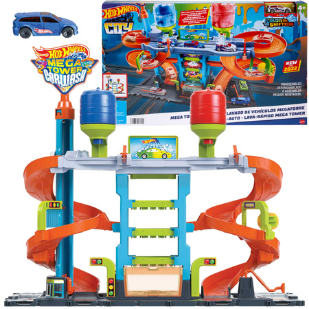 Hot Wheels Tor samochodowy Zakręcona Megamyjnia + samochód