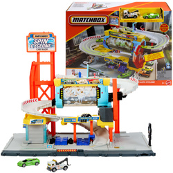 Matchbox zestaw Myjnia Turbo Cyklon + 2 pojazdy MBX Urban Tow Truck 2020 Corvette C8