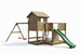 Plac zabaw drewniany ogrodowy Pluto KDI domek, zjeżdżalnia, 2x huśtawka, 2x piaskownica, stół piknikowy, ścianka wspinaczkowa