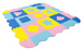 Humbi Mata edukacyjna 120 x 120 cm Kojec Grube Puzzle piankowe 30 x 30 cm Kształty Kolor żółty niebieski różowy