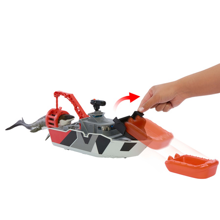 Zestaw Matchbox Jurassic World Mozazaur i Łódź Ratunkowa