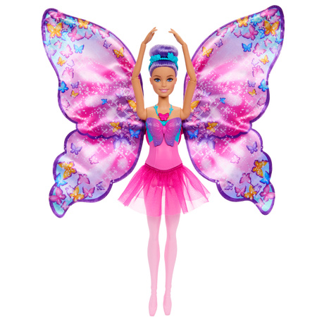 Lalka Barbie Wróżka Zestaw 2w1 Sukienka Ruchome Skrzydła