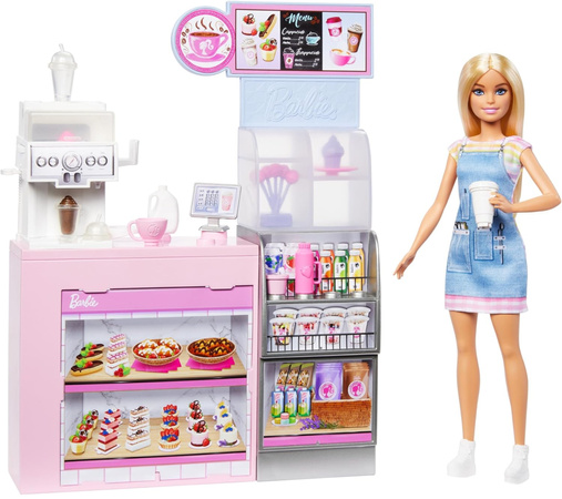Zestaw Barbie Kariera Kawiarenka Barista 10+ elementów