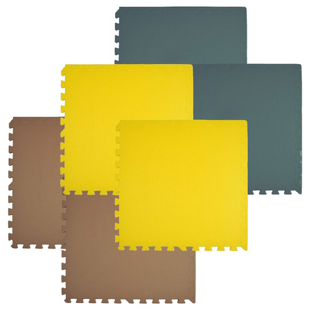Żółta Mata piankowa podłogowa Humbi 180x60 Duże puzzle piankowe wodoodporne bezpieczne 6 szt. żółty, miedziany, ciemnozielony