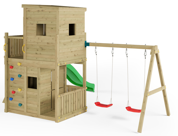 Fungoo Plac zabaw drewniany ogrodowy Lofter z dwiema huśtawkami
