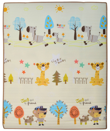 Humbi Dwustronna edukacyjna Mata piankowa Uliczki Zwierzęta 150 x 180 x 2 cm pastelowa gruba duża