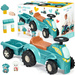 Abrick Zestaw Niebieski Traktor z przyczepką + Klocki Zwierzęta Krowa Owca