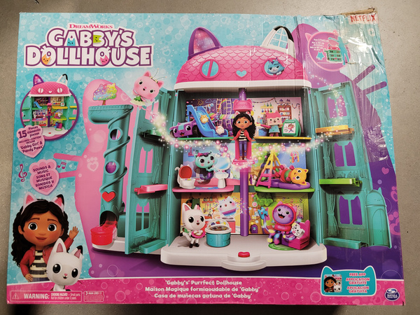 OUTLET Koci Domek Gabi Interaktywny 60 cm dom dla lalek + Kiciuś Panduś i Gabi Gabby's Purrfect Dollhouse USZKODZONE OPAKOWANIE