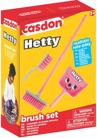 Mały Zestaw Casdon do sprzątania różowa zmiotka z szufelką Hetty + zabawkowy odkurzacz dla dzieci Little Helper