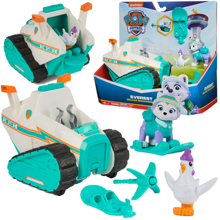 Psi Patrol Pojazd Skuter śnieżny z wyrzutnią Deluxe figurka Everest + kura Chickaletta