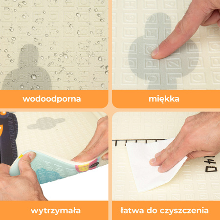 Humbi Dwustronna Składana Mata Piankowa Edukacyjna z pianki XPE 200x180x1 Mapa świata Ulice