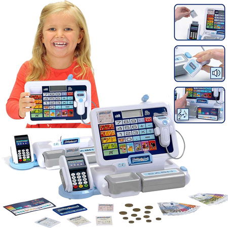 Kasa sklepowa z terminalem i skanerem + akcesoria dla dzieci AGD Dźwięk Klein