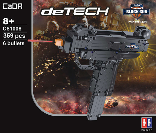 Zestaw CaDA Klocki Desert Eagle Falcon broń pistolet 5 naboi + Broń Micro UZI + 6 pocisków