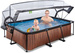 Basen ogrodowy 220x150x65 cm z pompą filtrującą i pokrywą brązowy