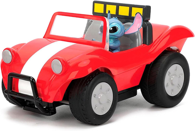 Disney Zdalnie Sterowany pojazd czerwony Buggy z figurką Stitcha RC