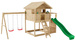 Plac zabaw drewniany ogrodowy Galaxy Sunshine KDI domek, 2x huśtawka, zjeżdżalnia, skrzynia piknikowa, ścianka do wspinaczki, schodki, akcesoria