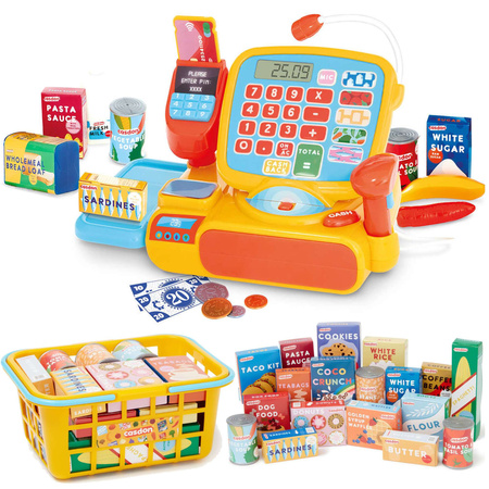 Zabawkowy koszyk sklepowy na zakupy z akcesoriami + kasa fiskalna dla dzieci AGD 3+ Casdon
