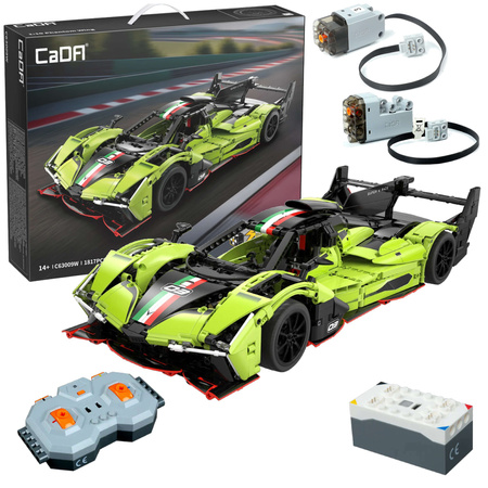 Klocki konstrukcyjne CaDA Zdalnie sterowany samochód 54 cm Auto wyścigowe Phantom Wing Pojazd 1817 elementów C63009W z napędem Power System JV1010/JV8011/JV5028/JV5029